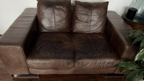 Two seater leather - two, sofa,
