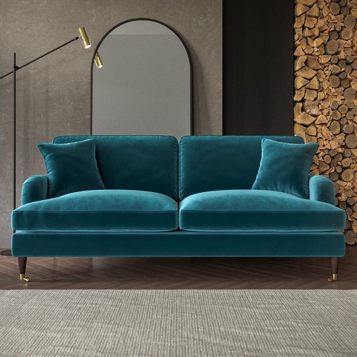 Blue velvet sofa seater foam - velvet,