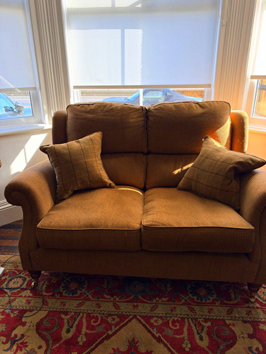 Brown fabric upholstered - fabric,