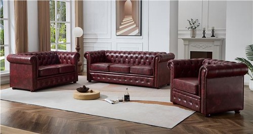 Chesterfield red faux - ox,