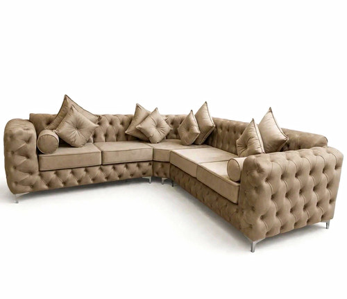 Taupe velvet shape - taupe, l-shape