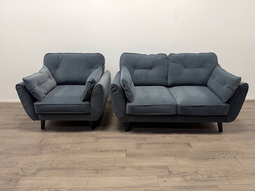 Paulo blue velvet seater - blue,