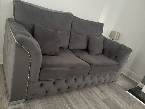 Grey velvet sofa set - sofa, three