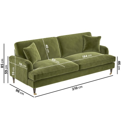 Olive green velvet - olive, seater