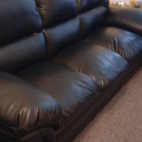 Black leather sofa - sofa, traditional