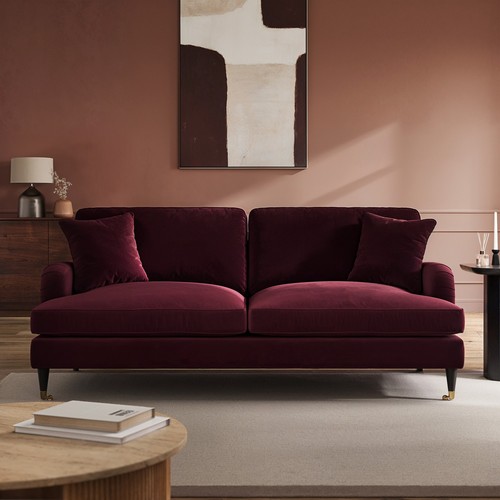 Burgundy velvet seater - velvet,
