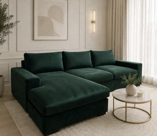 Dark green velvet seater - velvet, 3
