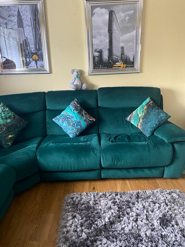 Dfs green velour corner sofa - corner,