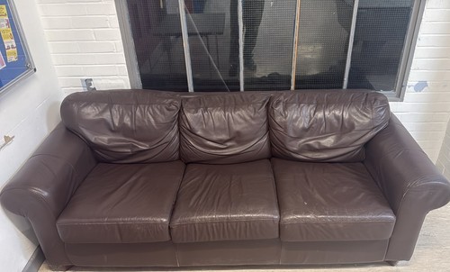 Brown leather sofa seater - brown, 3-seater