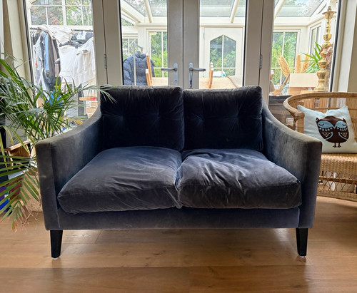 Blue velvet seater - velvet, 2.5
