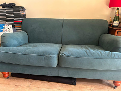 Dark green velvet seater - , 2