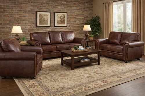 Brown leather seater - brown, 3
