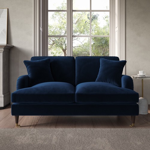 Navy velvet sofa seater - sofa, with