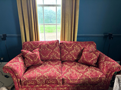 Red gold damask fabric - red/gold,