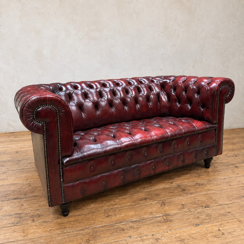 Oxblood leather chesterfield - leather,