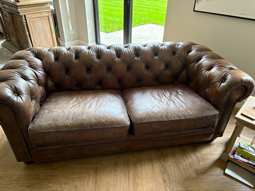 Brown leather tufted - leather,