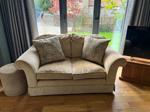 Beige fabric loveseat seater - fabric,