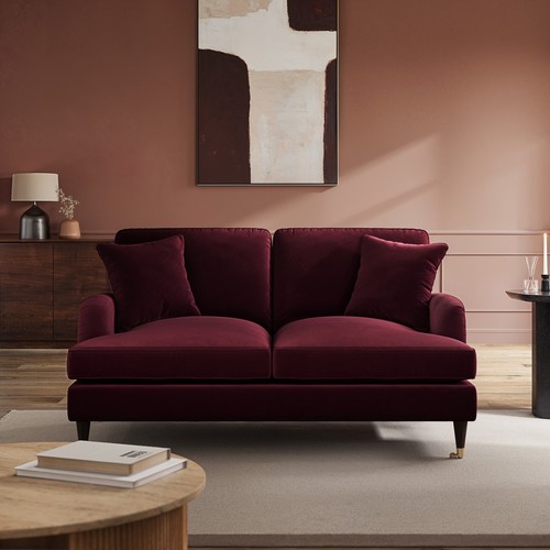 Burgundy velvet seater sofa - velvet,