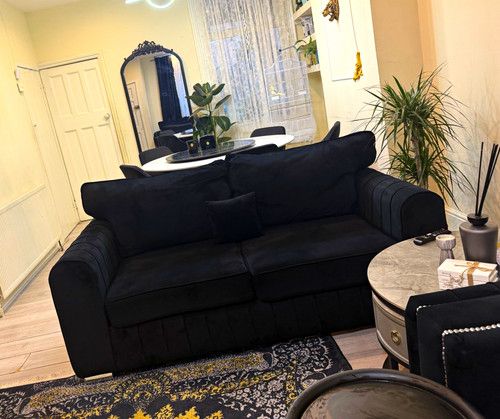 Black velvet seater sofa - velvet,