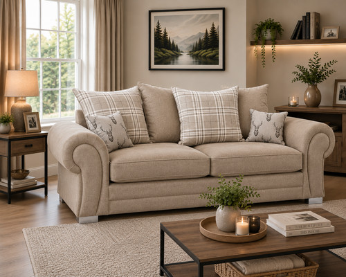 Beige fabric seater - beige, 3