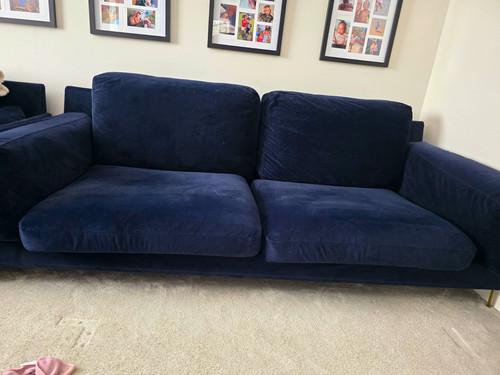 Navy blue velvet seater sofa - navy,