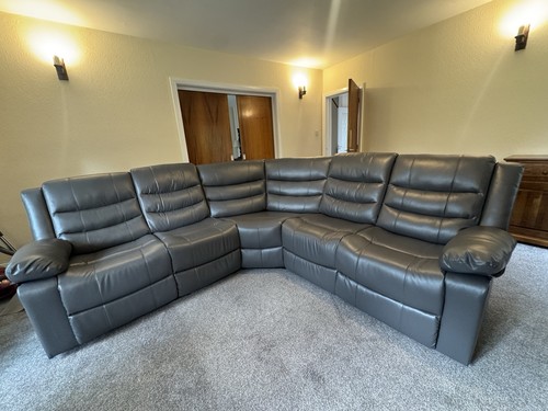 Recliner grey leather corner - leather,