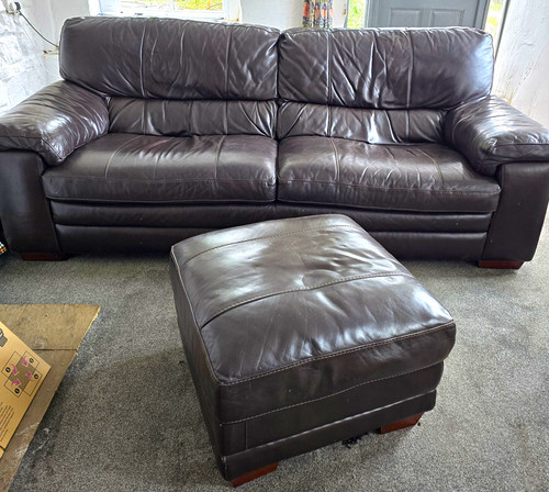 Brown leather seater - brown, 3