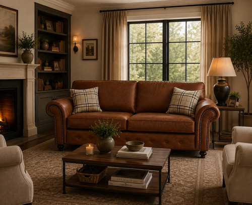Tan brown traditional - fabric, 3