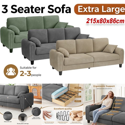 Modern waffle fabric sofa - modern, 3