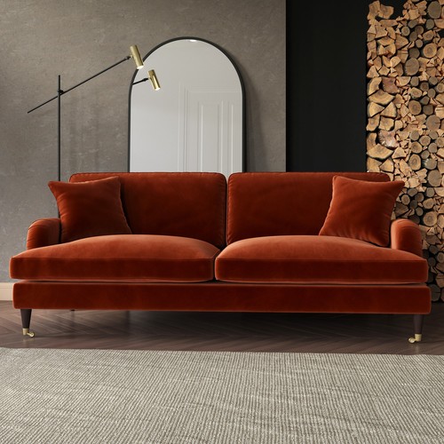 Burnt orange velvet seater - velvet,